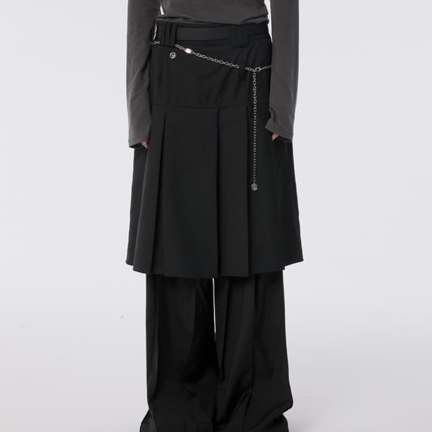 플레어업 플리츠 미디 스커트