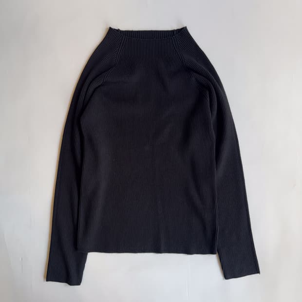 Black Ribbed Mock Neck Top 