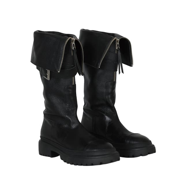 FOLDED BELT LONG BOOTS