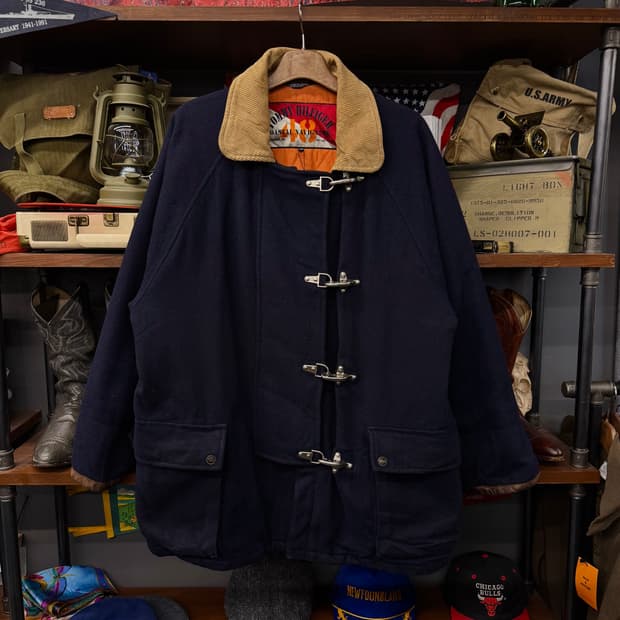 Rare! 90s 타미 힐피거 코듀로이 카라 파이어맨 울 코트  