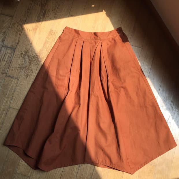 deep orange flare skirt