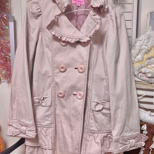 메조피아노 라떼갸루 핑크 프릴 트렌치 코트 히메갸루 조지호쿠