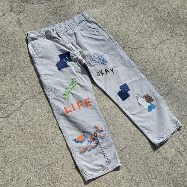 S.O/핸드드로잉, 자수, 패치워크 커스텀 팬츠