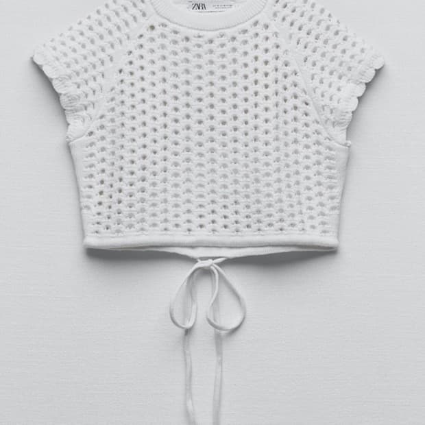 zara slit knit crop top