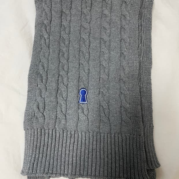세컨모놀로그 헤비웨이트 키홀 케이블 코튼 머플러 그레이*