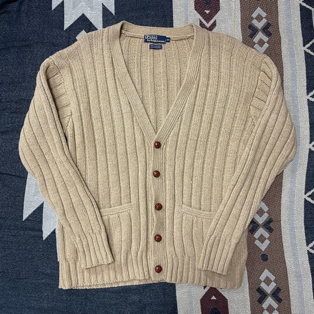 폴로랄프로렌 카멜헤어 가디건 빈티지 램스울 니트자켓