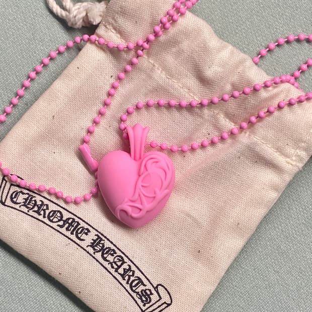 크롬하츠 실리크롬 목걸이 핑크 하트 실리콘