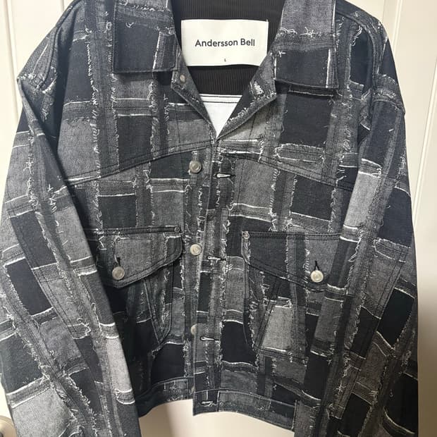 앤더슨 벨 로드 패치워크 프린트 데님자켓 블랙