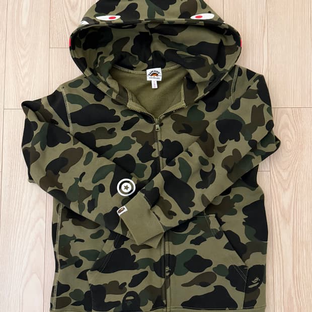 베이프 키즈 카모 샤크 후드집업