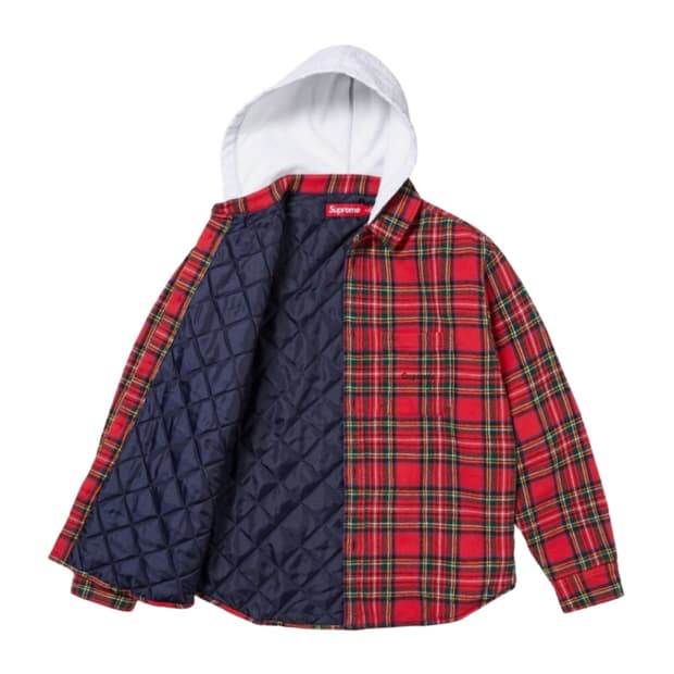 (L)슈프림 23FW 타탄 플란넬 후드 자켓