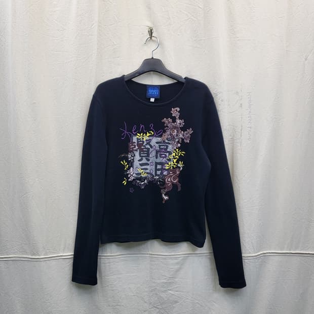 KENZO JEANS 블랙 긴팔 티셔츠