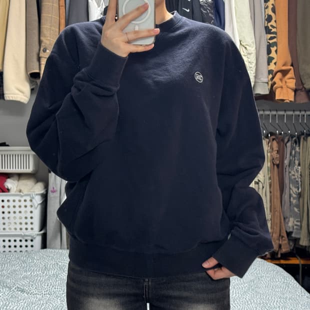 렉토 시그니처 로고 스웻셔츠 네이비