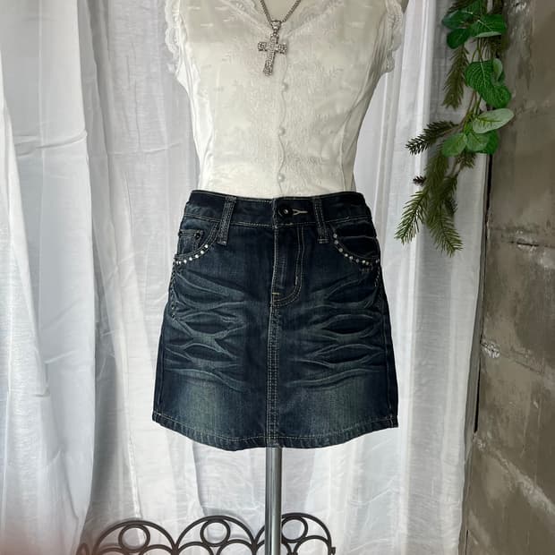 y2k 펑크 큐빅 청치마 