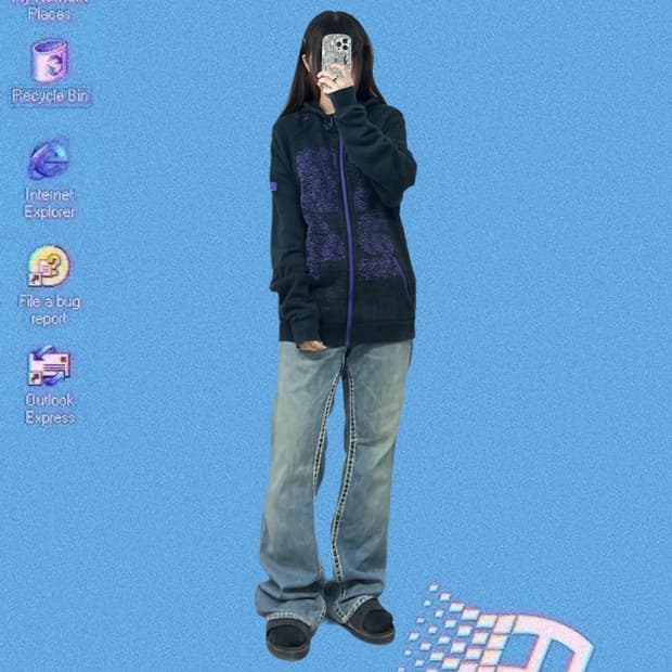 나이키 블랙 퍼플 프린팅 후드집업