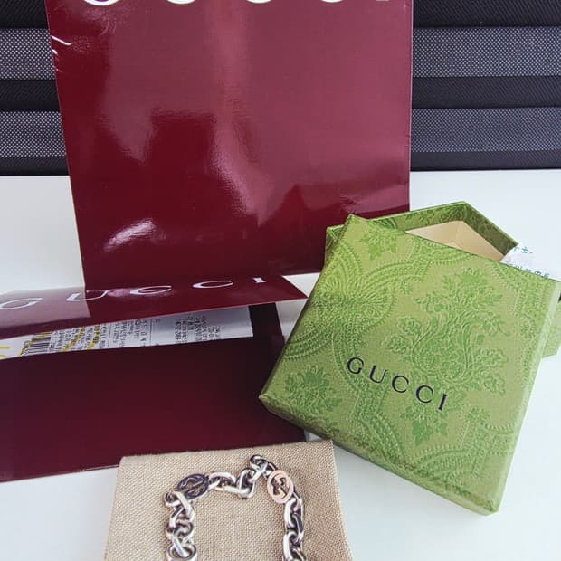 구찌 인터로킹 체인 실버 팔찌 (풀구성) 16호