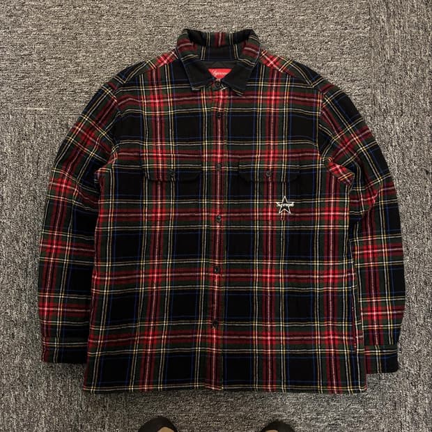 Supreme quilted flannel shirt jacket