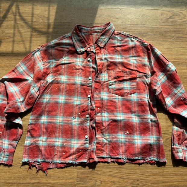 빈티지 데미지 체크셔츠