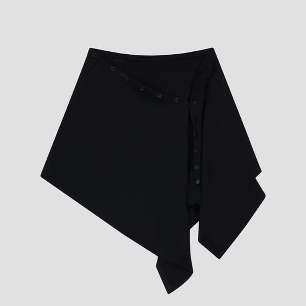 포르테나 LAYERED BUTTON WRAP SHORT SKIRT