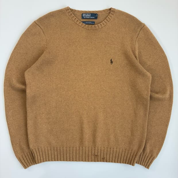 Polo  폴로 랄프로렌 자수 코튼 베이지 라운드 니트 