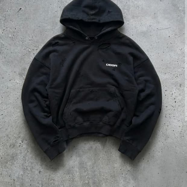 [셋업] dumbstruck 스트럭쳐 디스트로이드 커팅 슬래시 후드 스웻