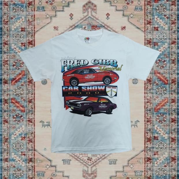 Fred Gibb 빈티지 레이싱 카 프린팅 티셔츠 (M)