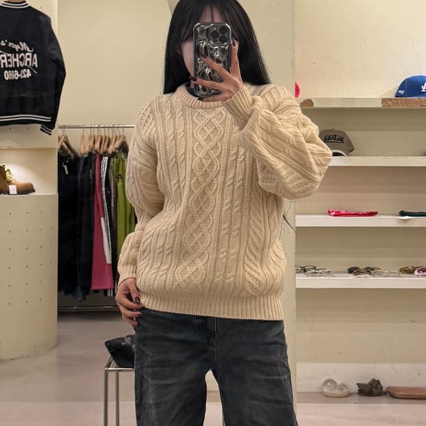 빈티지 케이블 패턴 니트 U1389