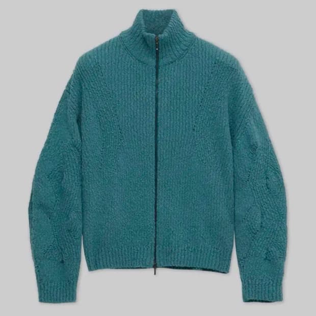 쿠어 하이넥 루프 니트 집업 L