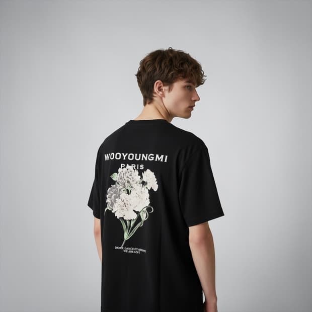 48/ 우영미 21SS 국화 백프린팅 라운드 반팔