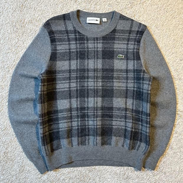 라코스테 LACOSTE 동일드방레 신형 체크패턴 울 니트