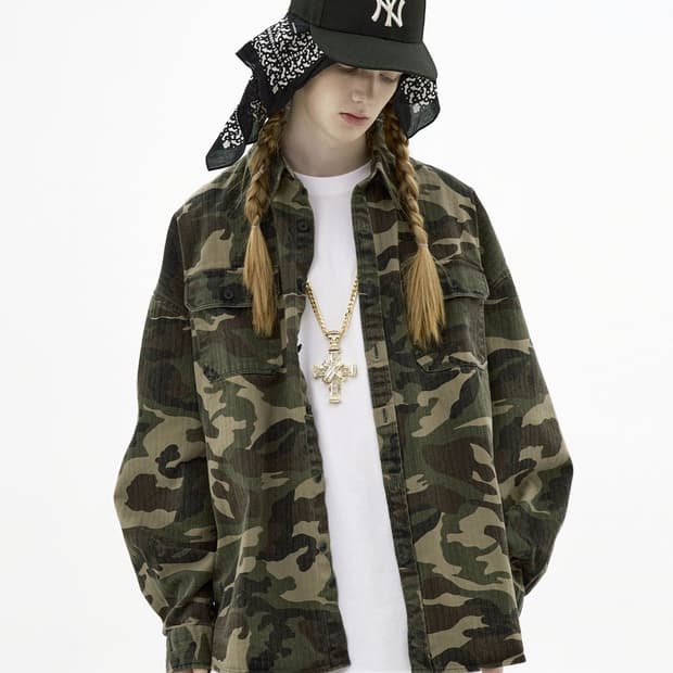 테이크이지 자이언트핏 카모 셔켓 자켓 카모 베이지 S