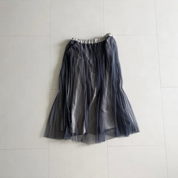 layered mesh pleated skirt