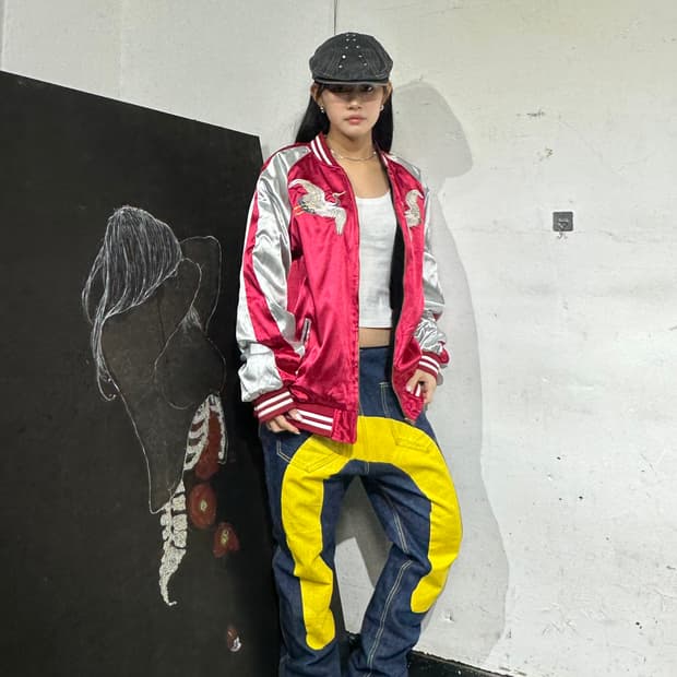 Jpn 일본빈티지 재패니즈 오리엔탈 빨검 양면 스카잔 자켓