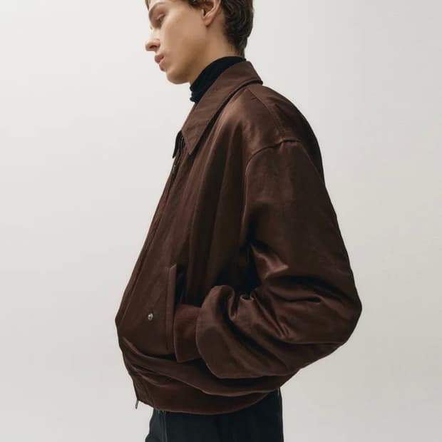 노이어 헤비 나일론 패디드 크롭 블루종