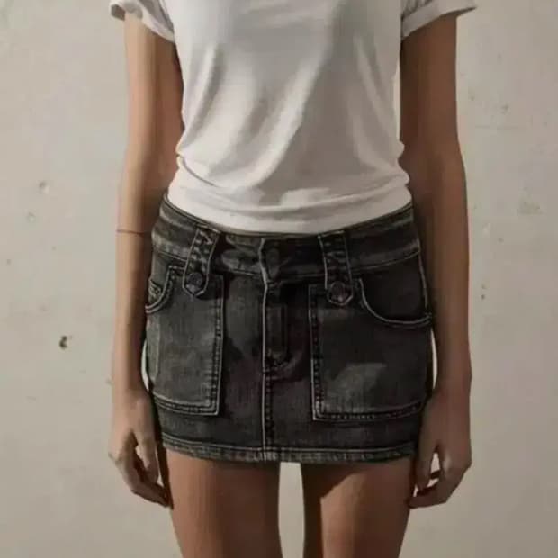 보헤미안서울 포켓 데님 스커트 그레이 m