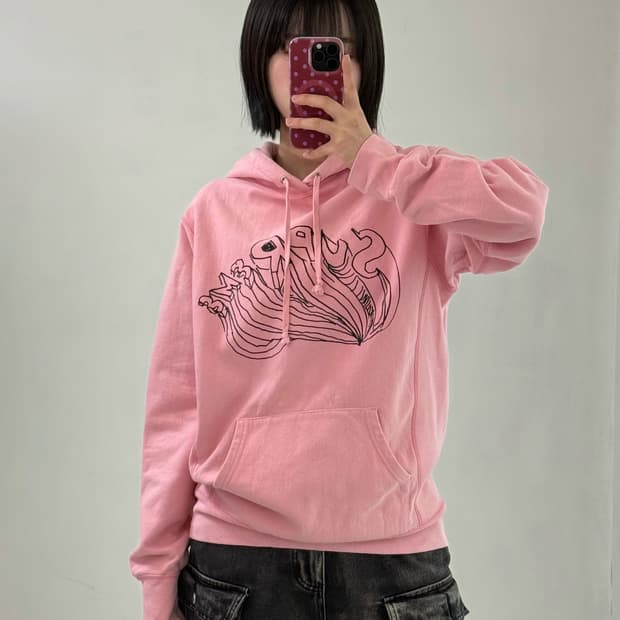 슈프림 다니엘 존스톤 핑크 후드티