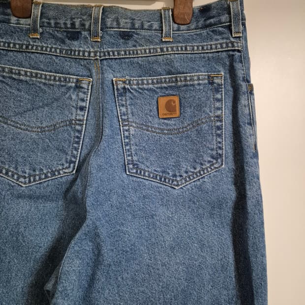 칼하트 가죽로고 데님 팬츠