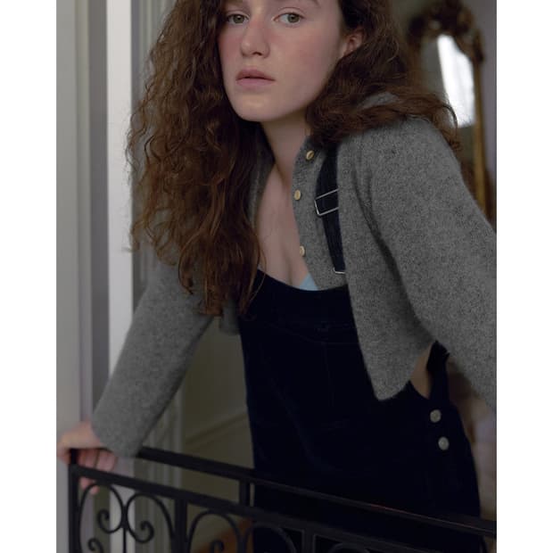 오버듀플레어 라쿤 미니 가디건 그레이