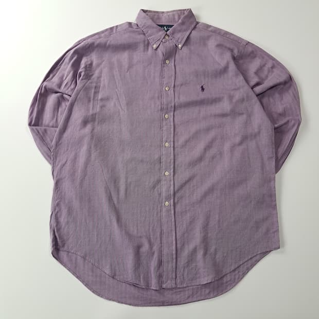 CA412 3XL 폴로 야무스 90s 홍콩판 퍼플 헤링본 셔츠 남방