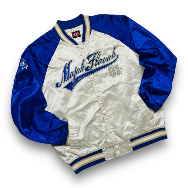 마자플라바 올드스쿨 힙합 새틴 바시티 자켓