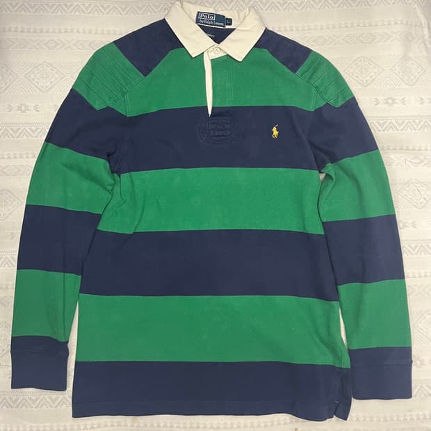 폴로 랄프로렌 럭비 셔츠 그린 네이비 L