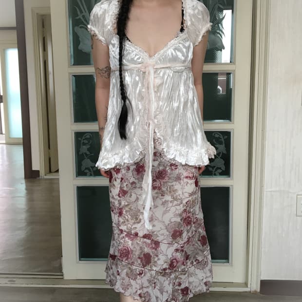 Liz Lisa lace trimming velvet top