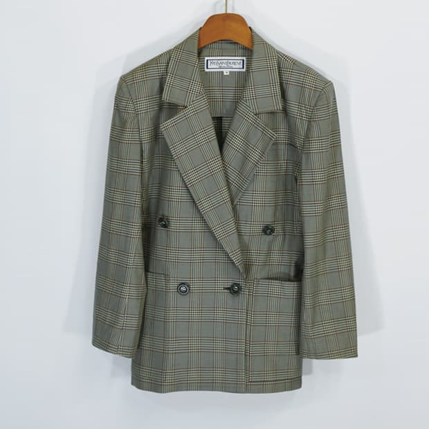 Yves Saint Laurent 90s빈티지더블체크자켓