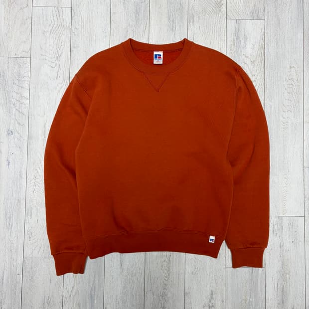 90s 러셀에슬레틱 스웻셔츠 맨투맨 오렌지