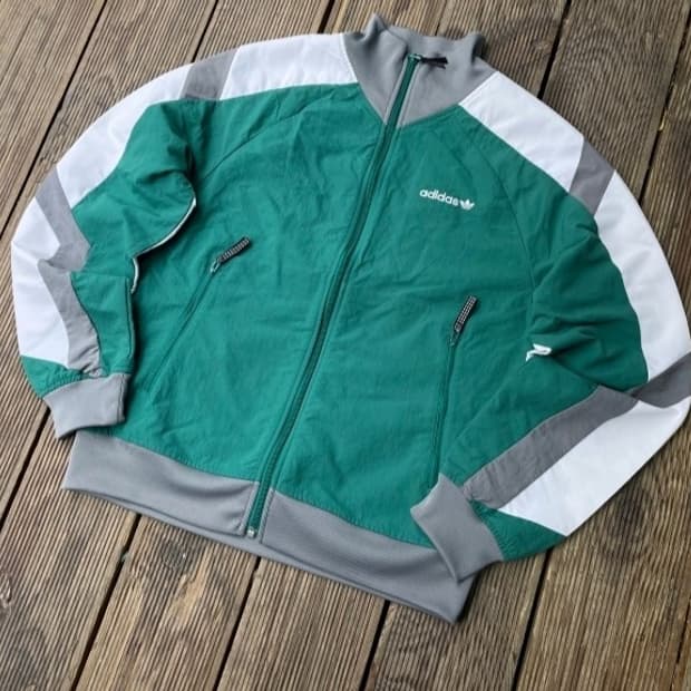 아디다스 희귀 초흰 그린 화이트 트랙탑 져지집업 90/S