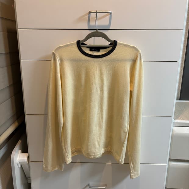 꼼데가르송 트리콧 울100% 링거 니트 티셔츠 아이보리