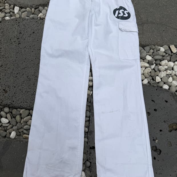 1990s VINTAGE WHITE FRENCH ISS 프렌치워크팬츠