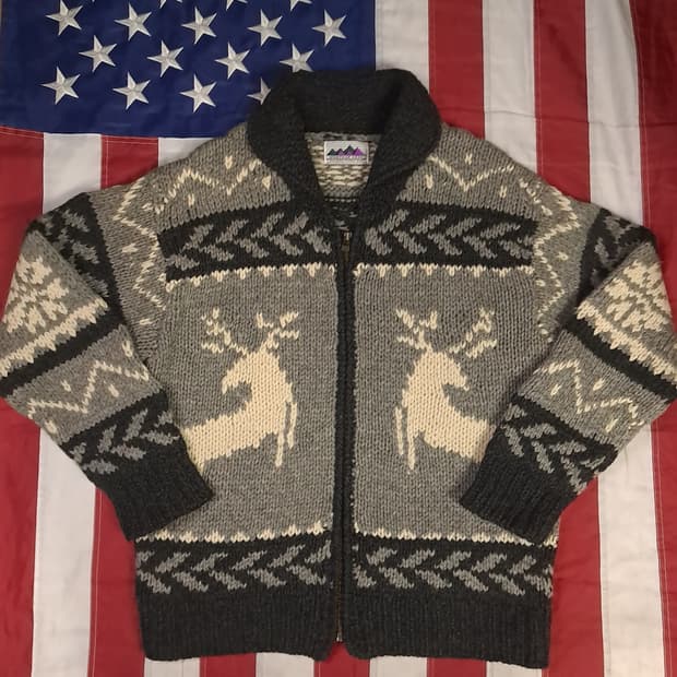 특A 90's  빈티지 MONTAUK GEAR 사슴 가디건
