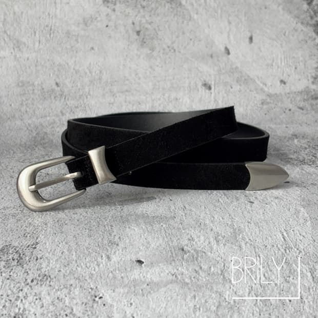 [Unisex] SAM 슬림 웨스턴 카프 스웨이드 펠레 소가죽 벨트
