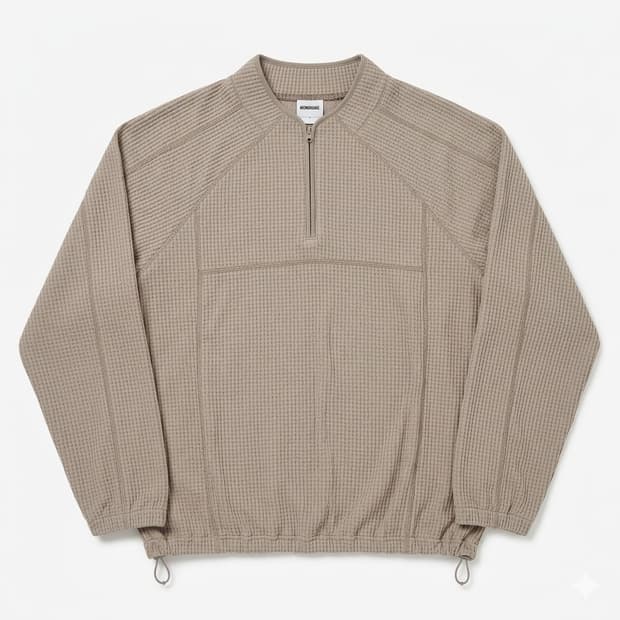 [L] NOMANUAL 노매뉴얼 와플 하프 집업