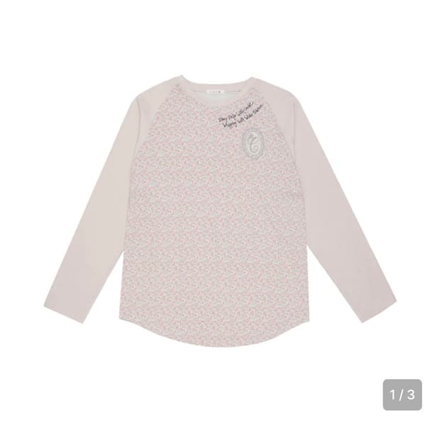 콜로신스 플라워 티셔츠 슬리브 핑크 베이지